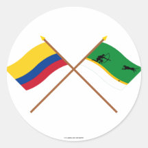 Kolumbien und Amazonas gekreuzte Flaggen Runder Aufkleber