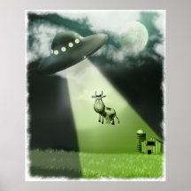 Komisches UFO-Kuh-Abduktions-Plakat
