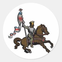 König, der rote weiße und blaue Fahne auf Pferd hä Runder Sticker