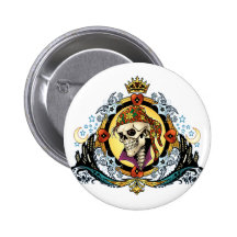 König Skull Pirate mit Herzen durch Al Rio Anstecknadelbuttons