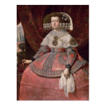 Königin Maria Anna von Spanien in einem roten Klei Postkarte