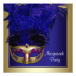 Königliches Blau-Goldmaskerade-Party Einladungen