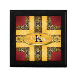 Königliches Rot u. Goldverziertes Monogramm Erinnerungskiste