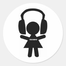 Kopfhörer Techno Musik Runder Aufkleber