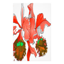 KORALLENROTE ORCHIDEE PERSONALISIERTES BÜROPAPIER