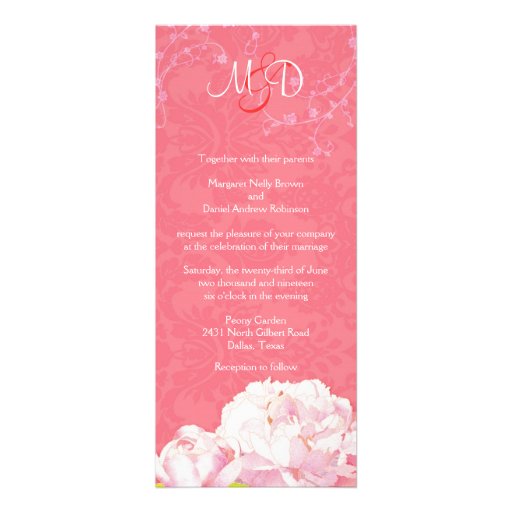 Korallenrote rosa vornehme Pfingstrosen-Monogramm-