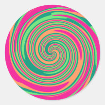 Korallenroter Pink-Grün-Strudel-Strudel-Lutscher D Runde Sticker