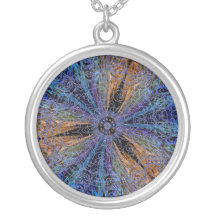 Korallenrotes Kaleidoskop und blaue Spitze-Halsket Selbst Gestalteter Schmuck