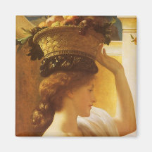 Korb des Mädchen-w der Frucht, Leighton Vintages v Kühlschrankmagnet