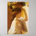 Korb des Mädchen-w der Frucht, Leighton Vintages v Posterdrucke