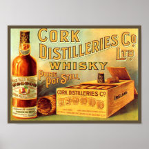 Korken-Brennerei-Whisky-Vintage Anzeige Plakatdruck