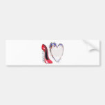 Korkenzieher-roter Stilett-Schuh und Blumenherz Autosticker