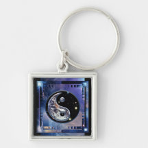 Kosmisches blaues Yin Yang Schlüsselband