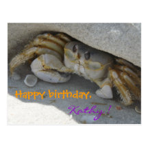 Krabbe am Sandstrand Crab Geburtstagskarte Postkarte