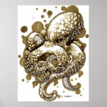 Krake im Sepia Poster