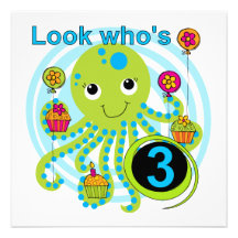 Kraken-3. Geburtstags-T-Shirts und Geschenke Individuelle Einladung