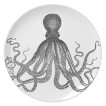 Kraken - schwarze riesige Krake/Cthulu Flache Teller