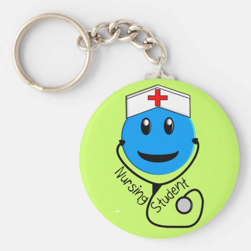 Krankenpflege-Studenten-große blaue smiley-Geschen Schlüsselanhänger