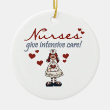 Krankenschwestern geben Intensivpflege-T-Shirts un Weihnachtsbaum Ornamente