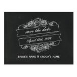 Kreide-inspirierte Rosen-Fahne Save the Date Postkarte