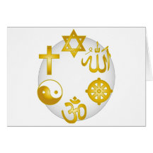 Kreis der goldenen religiösen Symbole Karte