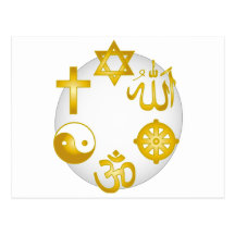Kreis der goldenen religiösen Symbole Postkarten