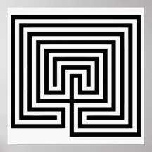 Kretisches Labyrinth in Schwarzweiss Posterdrucke