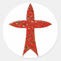 Kreuz Fünfeck Runder Aufkleber
