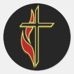 KREUZ UND FLAMME RUNDER STICKER