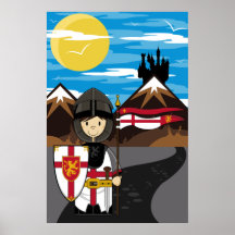 Kreuzfahrer-Ritter mit Flaggen-Plakat