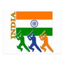 Kricket Indien Postkarte