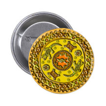 Krokodil-Mandala Anstecknadelbutton