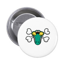 Krokodil-Totenkopf mit gekreuzter Knochen Anstecknadelbutton