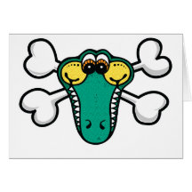 Krokodil-Totenkopf mit gekreuzter Knochen Karte