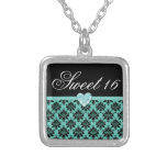 KRW Blue Jewel Heart Sweet 16 Necklace
