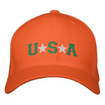 KRW orange grüne und weiße USA-Sterne gestickt Baseballkappe