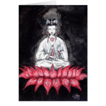 Kuan Yin - gesetzt auf roter Lotus-Karte