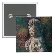 Kuan Yins Drache-Kunst Buttons