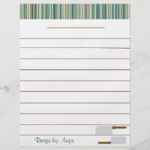 Küche Stripes Aqua-Rezept-Papier - mit Linien Individuelle Flyer