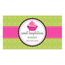 Kuchen-Bäckerei-Grün-Rosa-Visitenkarten