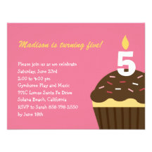 Kuchen-Geburtstags-Einladung - Rosa