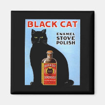 KÜCHEN-MAGNET ~ VINTAGER SCHWARZER CAT! OFEN-POLIT KÜHLSCHRANKMAGNET
