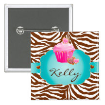 Kuchen-Plätzchen-Bäckereizebra-Namensschild-Knopf Anstecknadelbutton