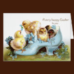 Küken in einer Schuh-Vintagen Ostern-Karte karten