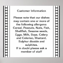 Kunden-Allergie-Informationen Plakate