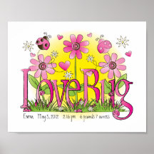 Kundengebundene Kunst Liebe-Wanzen-Damen-Bug Girls Plakate