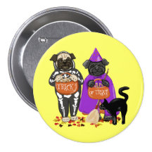 Kundengerechte Trick-oder Leckerei-Mops-Halloween- Button