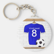 Kundengerechter Fußball Jersey (blaues) Keychain Schlüsselbänder