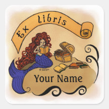 Kundengerechtes Meerjungfrau-Buchzeichen/ex libris Sticker