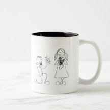 Kundenspezifische Cartoon-Paar-Hochzeit/Verlobungs Kaffee Tasse
